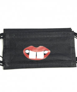 Black Reusable Face Masks with Design - 5 Pack (No. 22)