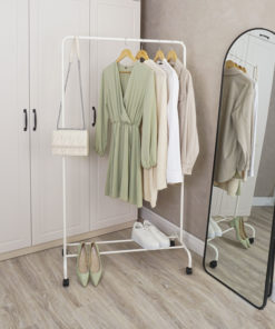 White Metal Garment Rack on Wheels - ZMI Rainbow 2