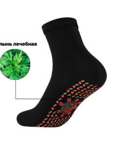 Tourmaline Self-Heating Acupuncture Socks with Mugwort - Black (Pair)