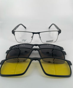 Romeo R25479A Magnetic Clip-On Sunglasses: Metal Frame, 3 Lenses, Case Included