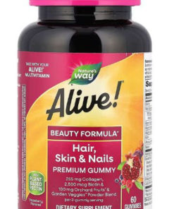 Nature's Way Alive! Strawberry Gummies: Hair, Skin & Nails Support (60 Count)