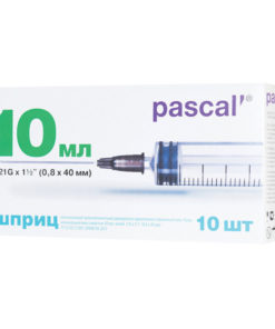 Pascal 3-Part Medical Syringe, 10ml (10 Pack) - 21G Needle (0.8x40mm)