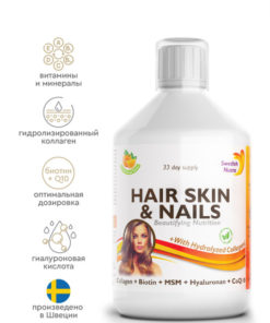 Swedish Nutra Hair, Skin & Nails Vitamins - 500ml (33 Servings)