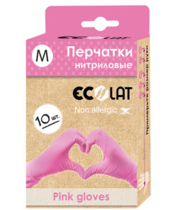 EcoLat Pink Nitrile Gloves (10 Pack, Medium)