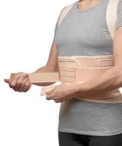 Rigid 4-Stay Orthopedic Corrective Corset with Extra Tightening - Black, Size XL