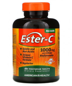Ester-C 1000mg Vegetarian Capsules with Bioflavonoids - 180 Count