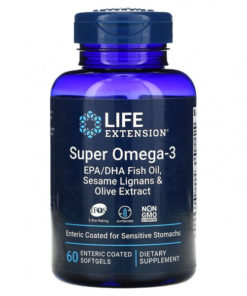 Life Extension Omega-3 Fish Oil with Sesame Lignans & Olive Extract - 60 Capsules