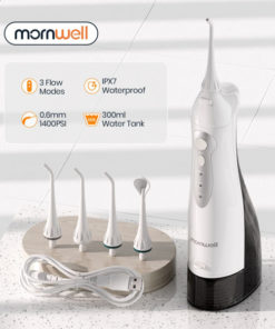 MORNWELL Portable Oral Irrigator: 300ml, 4 Nozzles, USB Rechargeable