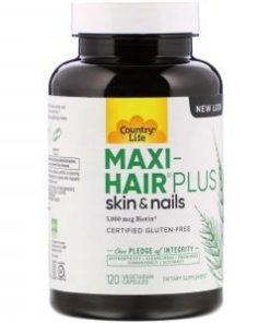 Country Life Maxi-Hair Plus Biotin 120 Vegetarian Capsules (5000 mcg)