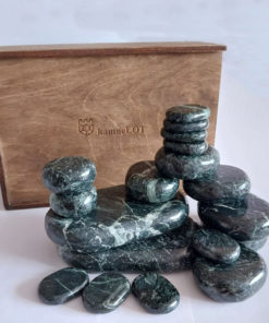 18-Piece Polished Serpentine Stone Massage Set for Hot Stone Therapy