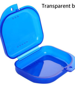 Small Clear Blue Denture Case: Storage Container for Partial & Full Dentures