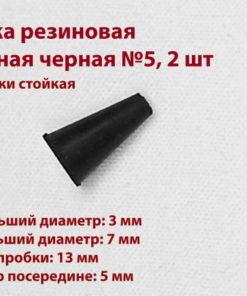 Black Rubber Cone Plugs (5mm, 2 Pack)
