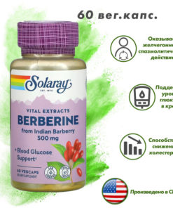 Solaray Berberine 500mg, 60 Veggie Caps: Natural Indian Barberry Supplement
