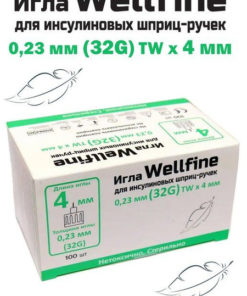 WellFine 32G 0.23mm x 4mm Insulin Pen Needles (100 Count)