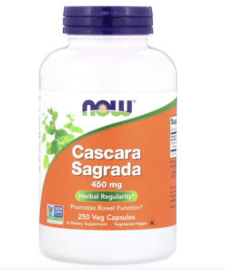Cascara Sagrada 450mg, 250 Capsules - Gentle Laxative for Colon Cleanse