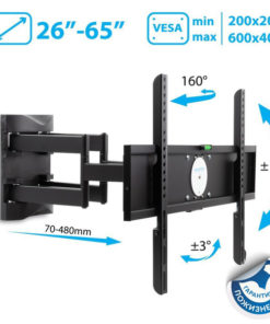 Kromax ATLANTIS-55 TV Wall Mount: Tilt & Swivel, Up to 65", VESA 600x400