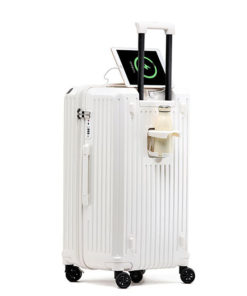 Ultra-Lightweight Large Capacity Multi-Function Suitcase (White)