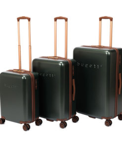 Bugatti Amelia 3-Piece Luggage Set (S, M, L) - Green Hard Shell Suitcases