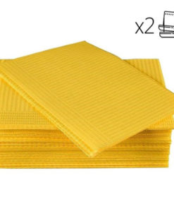 Ruskraft Disposable Dental Bibs, Yellow, 100 Pack