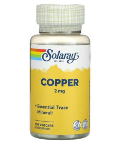 Solaray Copper 2mg, 100 Capsules: Supports Energy, Immunity & Nervous System