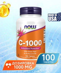 NOW Vitamin C-1000 with Rose Hips: 100 Tablets, Powerful Antioxidant for Immunity