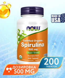 NOW Organic Spirulina 500mg (200 Tablets): Liver, Gut, Skin & Hair Support