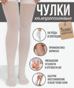 White Compression Socks, 1 Pair, 20-30 mmHg