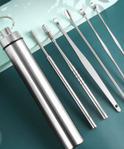 Reusable Ear Cleaning Tool Set: 6 Metal Case Picks