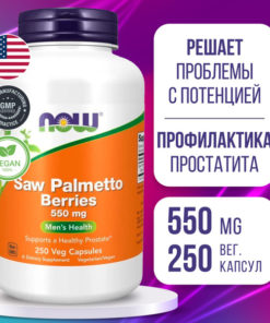 NOW Saw Palmetto Extract 550mg, 250 Capsules: Prostate Health Support