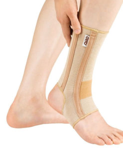Supportive Ankle Brace with Flexible Stays & Open Heel - Beige, Large