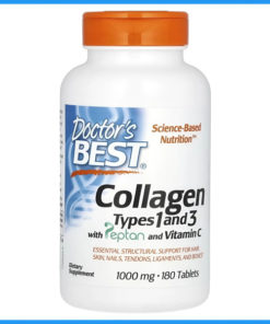 Doctor's Best Peptan Collagen Type 1 & 3 with Vitamin C - 1000mg, 180 Tablets