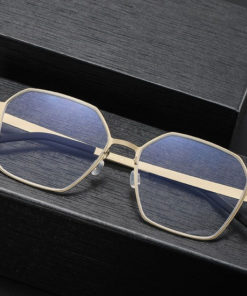Screwless Pure Titanium Retro Polygonal Eyeglass Frames for Myopia