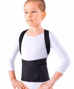 Kids Posture Corrector with 2 Adjustable Support Ribs (Small/Black)