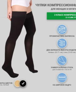 Pionic Compression Stockings (Black, Class 2, 2-Pack)