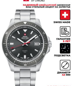 Swiss Military Hanowa SM34082.03 Men's Quartz Watch - Gray Dial, Mineral Crystal