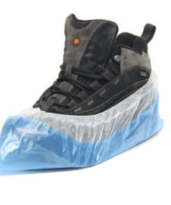 Heavy-Duty Blue Plastic Shoe Covers with Double Elastic - 80 Micron, Bulk Pack (25 Pairs)