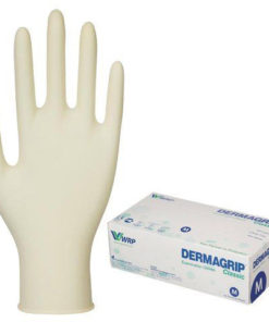 Latex Examination Gloves, 50 Pairs (100 Count), Powder-Free, Chlorinated, Medium, DermaGrip "Classic"