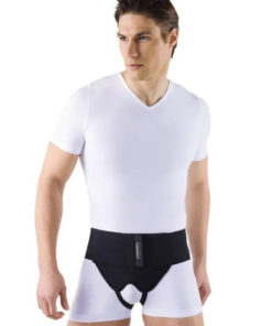 Reinforced Inguinal Hernia Support Belt with Pelots - BG-112 (Small, Black)