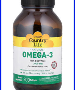 Country Life Omega-3 Fish Oil 1000mg EPA/DHA - 200 Capsules