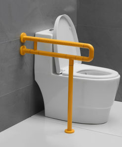 U-Shaped Bathroom Grab Bar with Floor Mount for Seniors - Dikalan Yellow