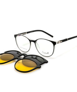 Santarelli 02019907 Black Plastic Panto Eyeglass Frames with 2 Sets of Temples