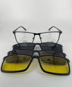 Magnetic Snap-On Sunglasses Romeo R25516: Metal Frame, 3 Lenses, Case Included