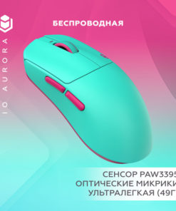 Red Square Aurora Wireless Gaming Mouse: Teal & Pink