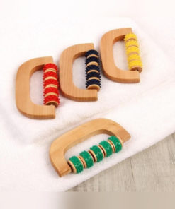 Wooden Roller Massager with 5 Spiked Wheels (14.5 x 8 x 3 cm)