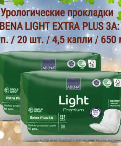 Abena Premium Light Extra Plus 3A Urological Pads: 650ml Absorption, 20 Count (2 x 10)