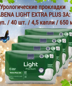 Abena Premium Light Extra Plus 3A Urological Pads: 650ml Absorbency, 40 Count (Bulk Pack)