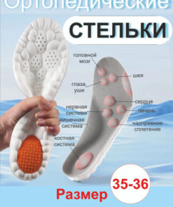 Orthotic Insoles for Flat Feet & Sports: Shock Absorbing, Gray, Sizes 35-36