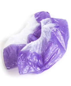Heavy-Duty Shoe Covers, Double Layered, 100 Pack, White/Purple, Made in Russia
