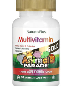 Kids' Multivitamin with Probiotics: NaturesPlus Animal Parade Golda Gummies (Cherry, Grape, Orange)