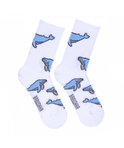 Women's Babushka Medical Compression Socks, Whale Design, White, Size 36-40